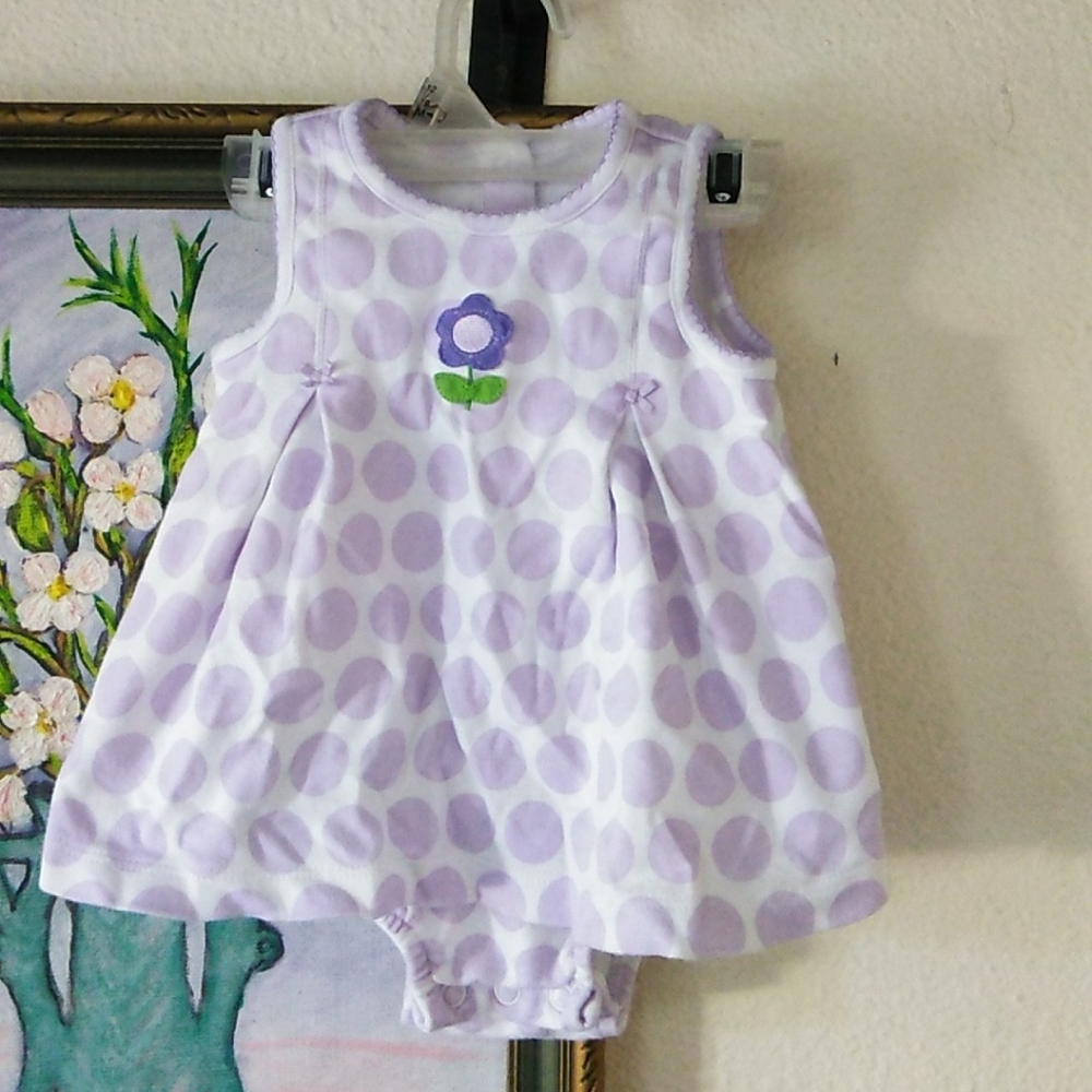 Lavender onesie dress with embroiderd flower